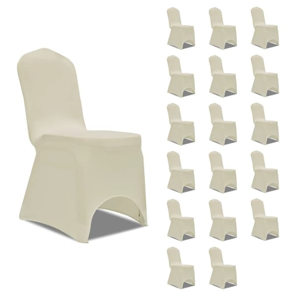 vidaXL Stretchstolsöverdrag, Creme, 18 st.