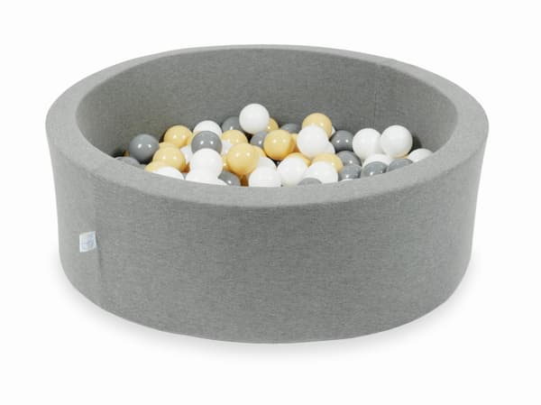 Tør grå pool 90x30 med 200 bolde: hvid, grå, beige