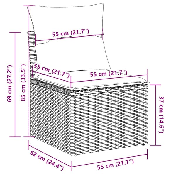 vidaXL 2-delt sofasæt med hynder, sort, polyrattan og akacie