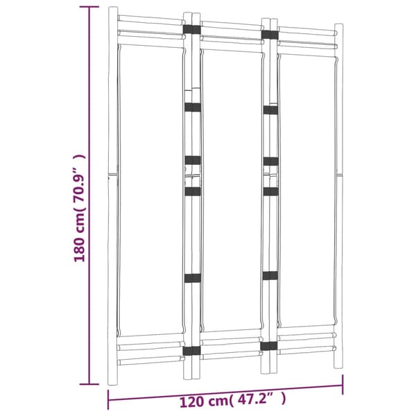 vidaXL foldbar 3-panelsskærm, 120 cm, bambus og lærred