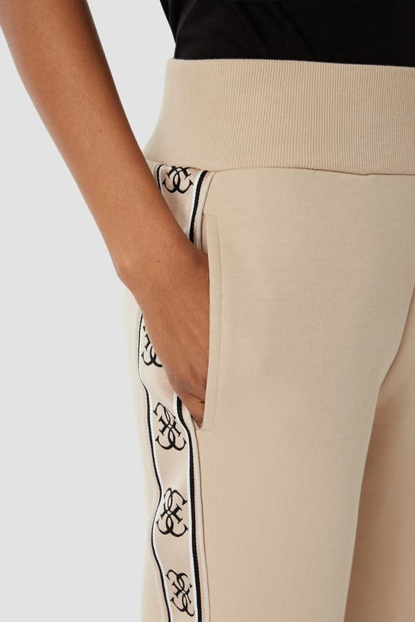 Guess Beige Dame Joggingbukser med Sidestriber Britney Jogger M