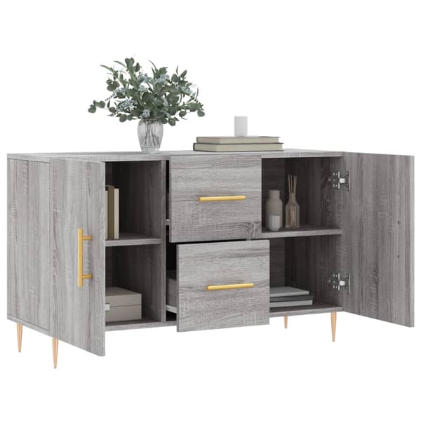 vidaXL kommode, grå Sonoma-eg, 100x36x60 cm, træbaseret materiale
