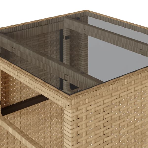 vidaXL 3-delat bistroset med kuddar, beige, polyrotting