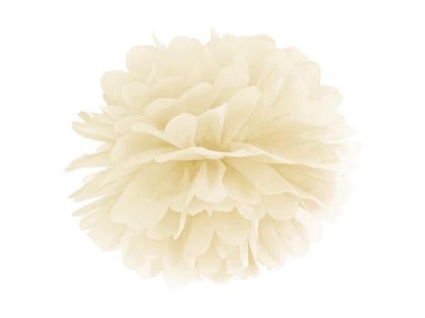 Pompon i cremefarvet silkepapir 35 cm