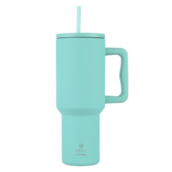 Bermudagrön 1200 ml mintgrön termosmugg med sugrör