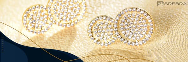 Elegante forgyldte S925 sølvøreringe med cubic zircons, dobbelte ørestikker