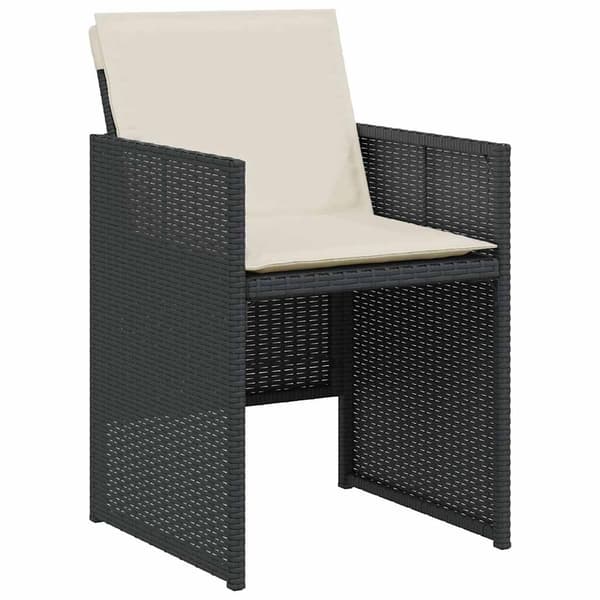 vidaXL 3-delt bistrosæt med hynder, sort, polyrattan
