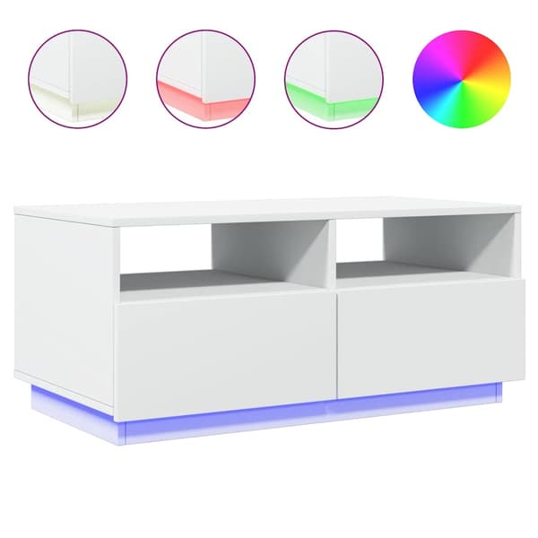 vidaXL LED-soffbord vitt 90x49x40 cm