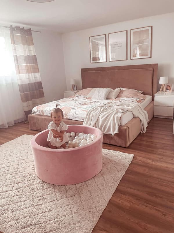 Tør pool 90x40cm fløjl blød pink uden bolde