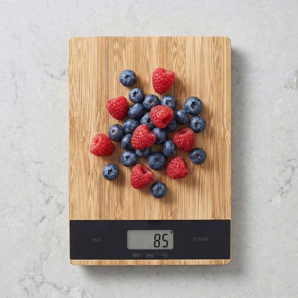 Bambu köksvåg elektronisk precision 5kg 1g trä touch