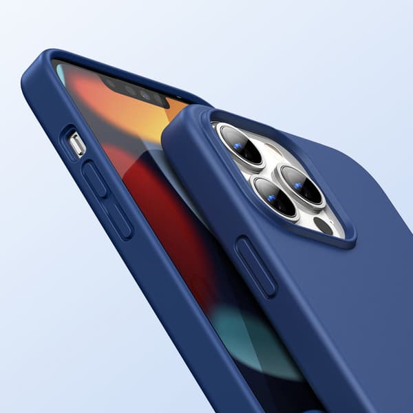 Joustava kuminen silikonisuojus iPhone 13 Prolle, sininen