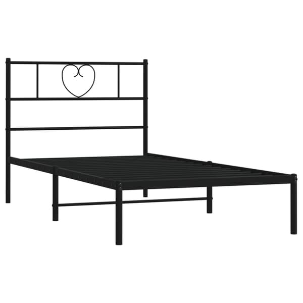 vidaXL metalsengestel med hovedgærde sort 75x190 cm