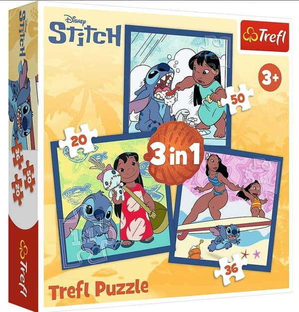 3-i-1 Puslespilstid med Stitch TREFL