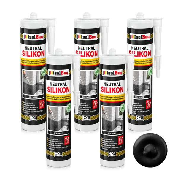 IsolBau Neutral Silikone Sort Neutralsilikone 5 x 300ml