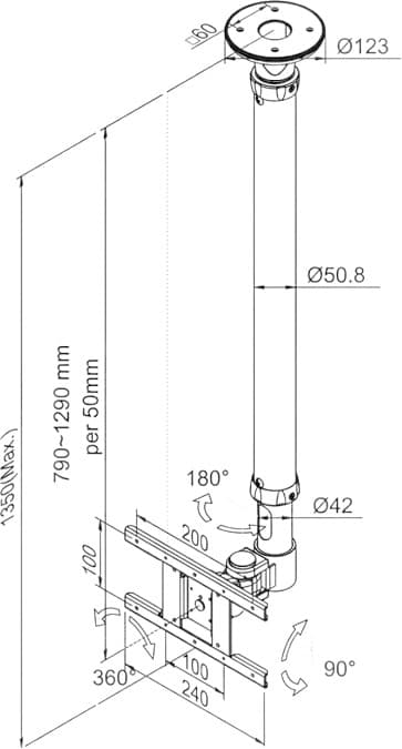 Neomounts FPMA-C100 valkoinen kattokiinnike