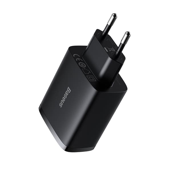 Kompakt 3x USB 17W sort vægoplader
