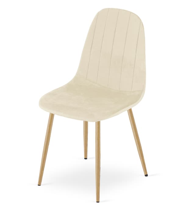 PADVA stol - lys beige fløjl / ben i egetræ x 1