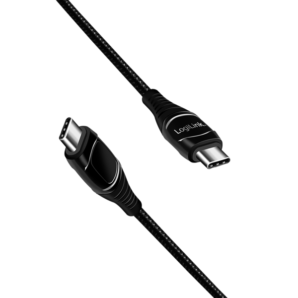 USB-C-kabel til hurtig opladning 240W 1m LogiLink PD 3.1 OLED E-Mark Sort