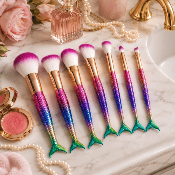 Sæt med professionelle øjen- og ansigtsmakeupbørster, 7 dele