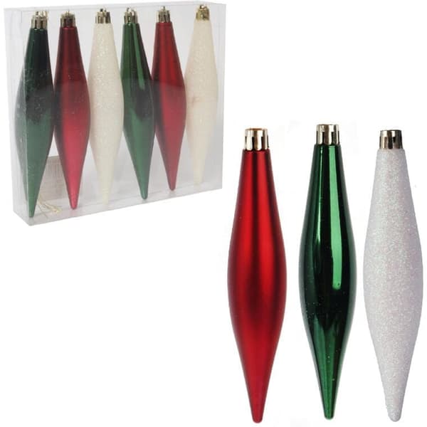 Sæt med 6 elegante plastikkuler 15 cm til juledekoration