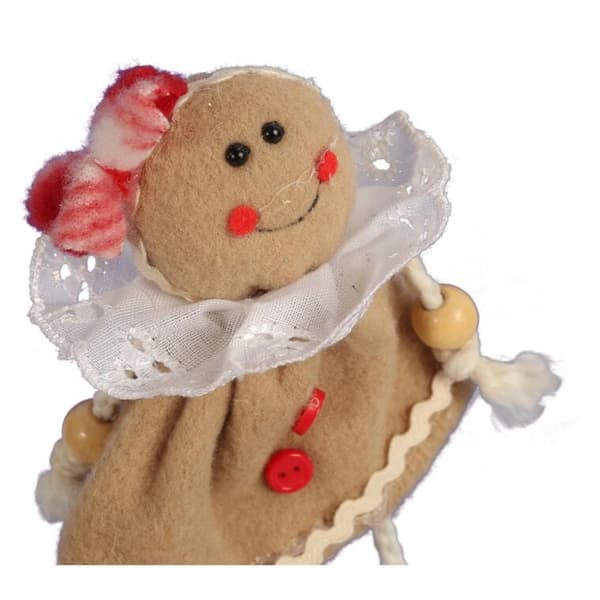 Juldekorationshänge pepparkaksfru av tyg 14 cm brun