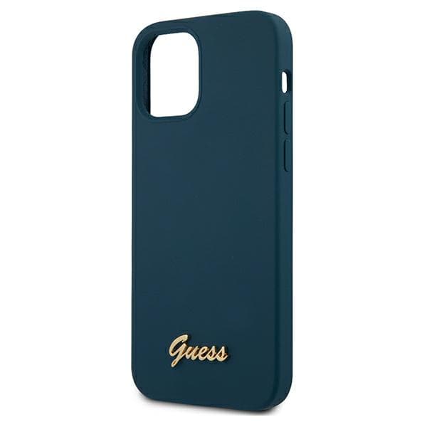 Guess Metal Logo Script-skal till iPhone 12 Pro Max, Blå