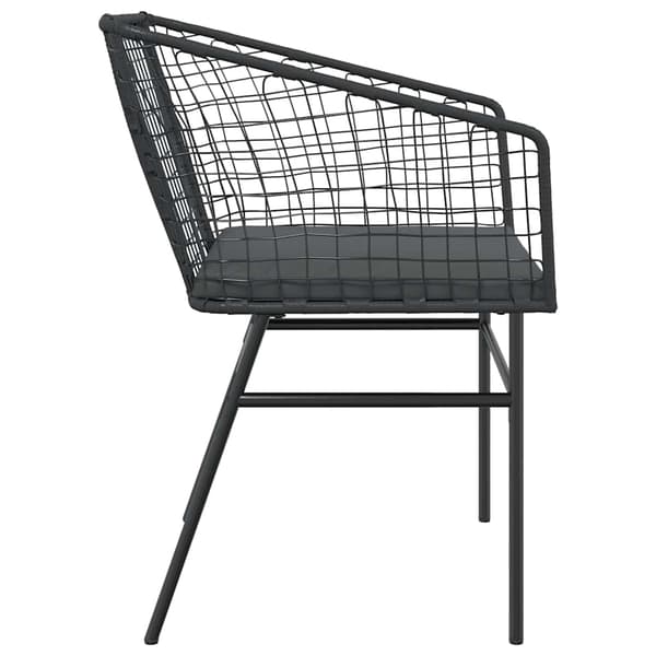 vidaXL havestole med hynder, sæt med 2, sort, polyrattan