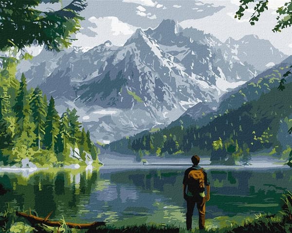 Maleri efter tal - Bjerglandskab 40x50cm