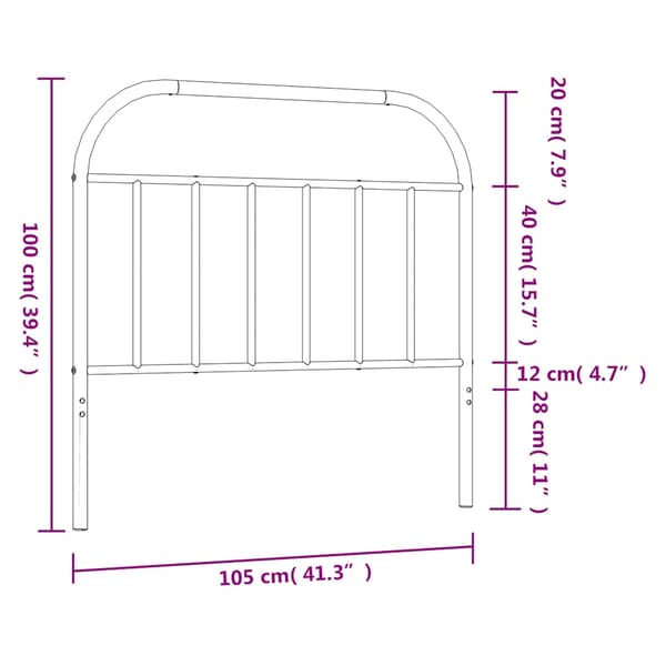 vidaXL metalsengegavl, hvid, 100 cm