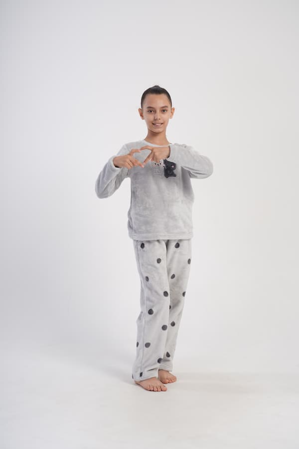 Piger pyjamas plys tyk Vienetta 146 11/12 vinter varm blød katte