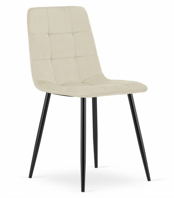 KARA stol - lys beige fløjl / sorte ben x 3