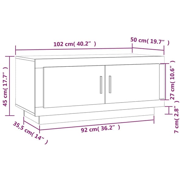 vidaXL sofabord røget eg 102x50x45 cm