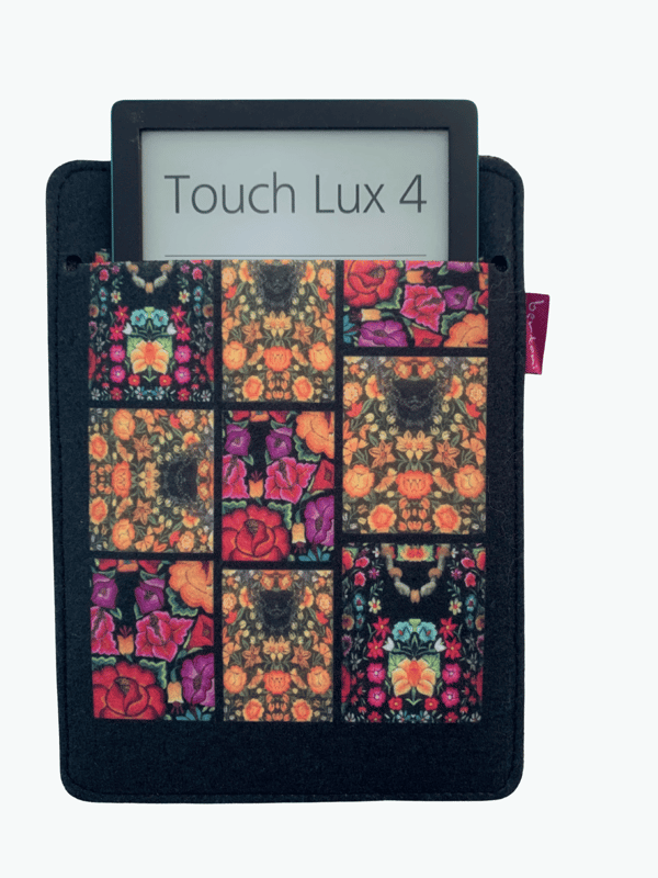 Arco Design 6-7" e-boksfodral - EcoFilc, Frida Flowers-tryck, Grå, Passar Kindle / PocketBook
