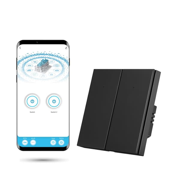 Tuya SmartLife Zigbee dobbeltafbryder med N Black