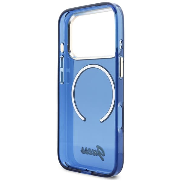 Guess IML Script Metal MagSafe-skal till iPhone 17 Pro Blå
