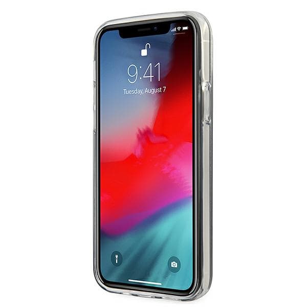 Guess Glitter Gradient Script -suojakuori iPhone 12 minille, musta