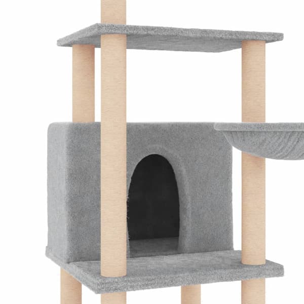 vidaXL kradsetræ til katte med sisalstolper lysegrå 132 cm