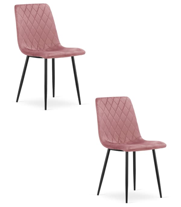 TURIN stol - pink velour / sorte ben x 2