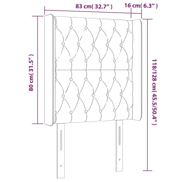 vidaXL Vingad nackstöd blå 83x16x118/128 cm tyg