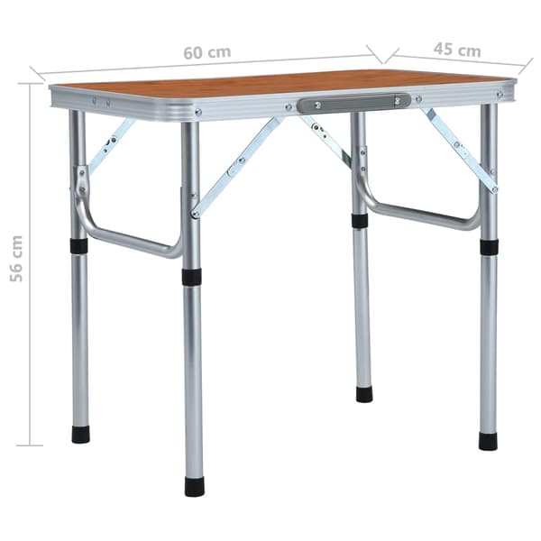 vidaXL foldbart campingbord, aluminium, 60 x 45 cm