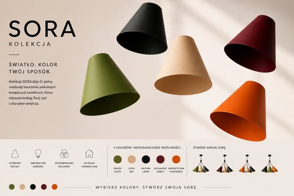 Hængelampe 3xE27 Sora Orange/Latte/Sort