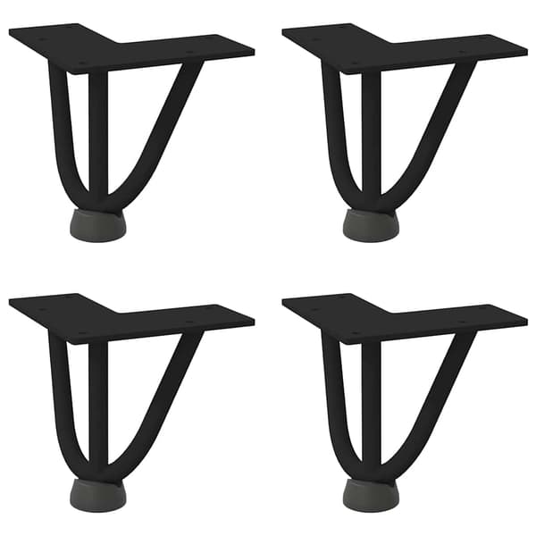 vidaXL hårnålebordben, 4 stk., sort, 10 cm, massivt stål