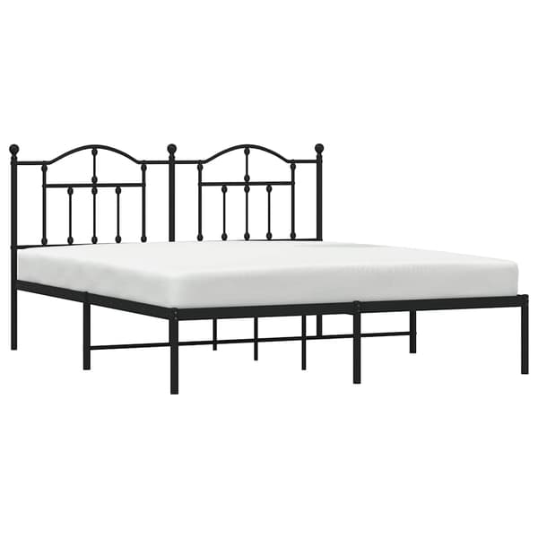 vidaXL metalsengestel med hovedgærde sort 180x200 cm