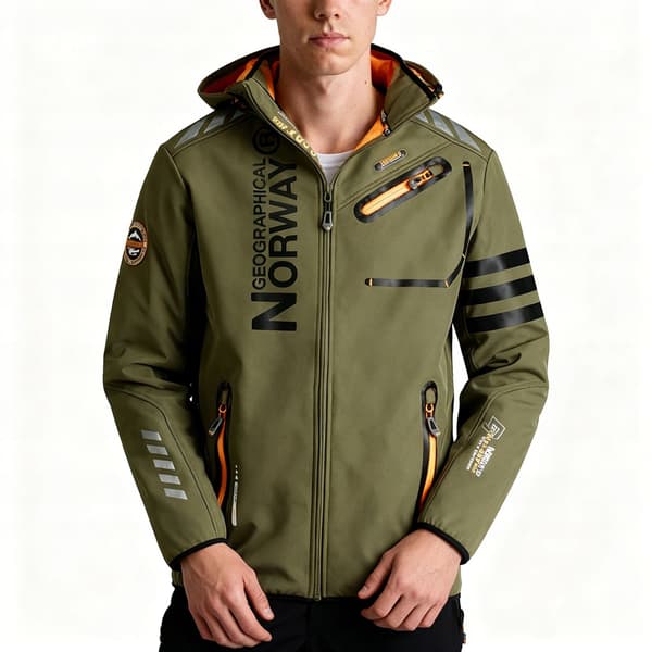 Geographical Norge Softshell jakke khaki og orange herre størrelse M