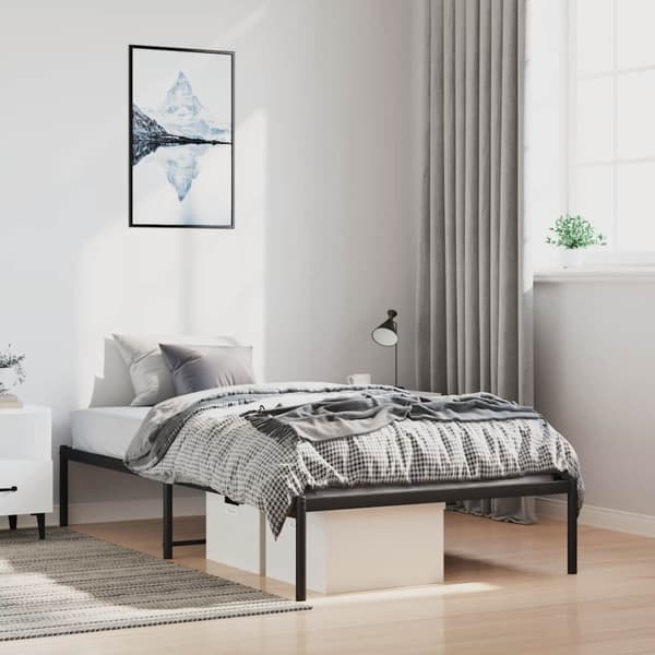 vidaXL metalsengestel sort 100x190 cm