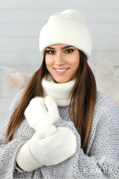 BENITA fleeceforede vanter, ecru farve