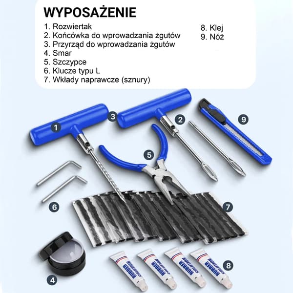 ROCKFORCE DÄCKREPARATIONSSATS 45 ELEMENT komplett set