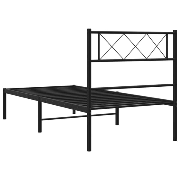 vidaXL metalsengestel med hovedgærde sort 90x190 cm
