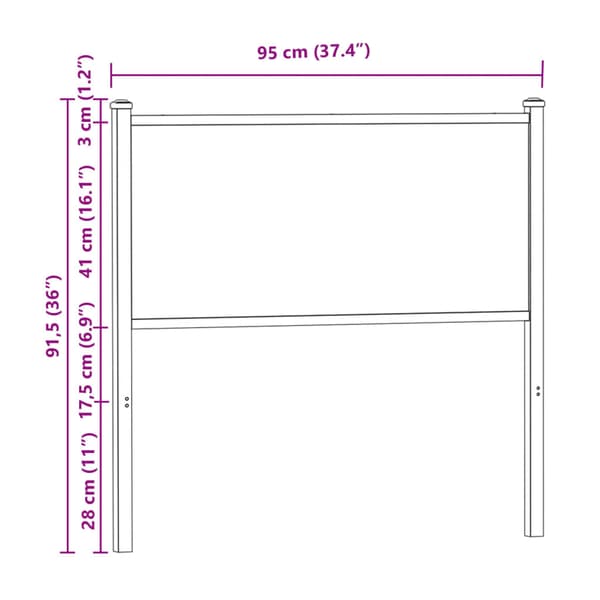 vidaXL sengegavl i brunt egetræ 90 cm