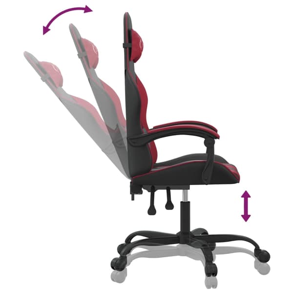 vidaXL gamingstol, sort og bordeaux, kunstlæder